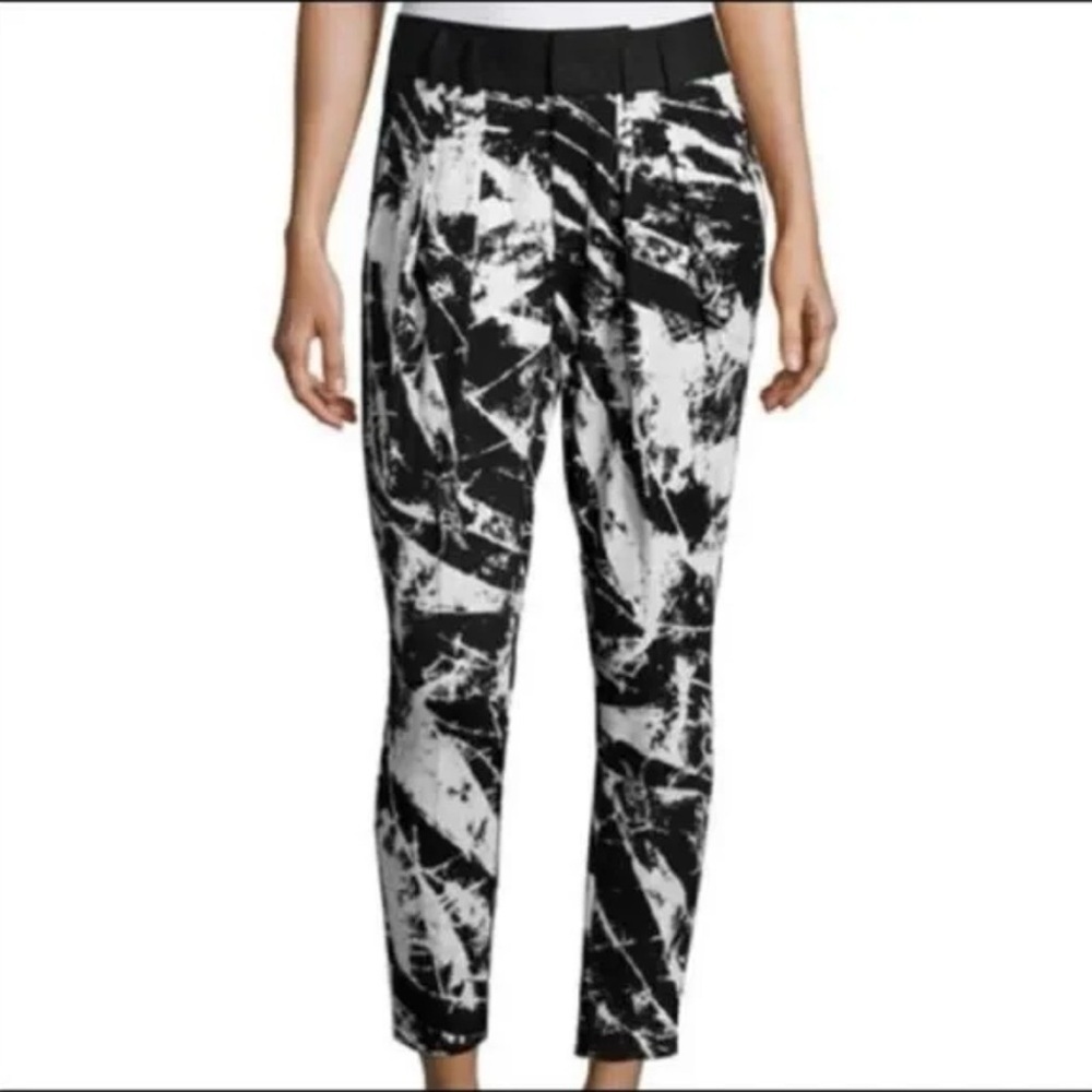 Helmut Lang Abstract Marble Ankle Jogger Pants XS Black Artsy Edgy Statement
